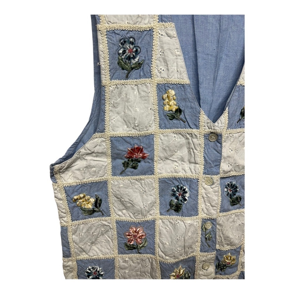 Vintage Tantrums Embroidered Floral Vest | Grandma Core Cottagecore 1X Plus - Picture 2 of 4